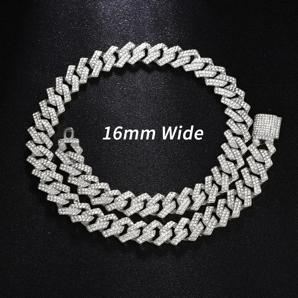 Men’s Gold Cuban Chain & Iced Out Watch Set – Hip Hop Style with Bracelet