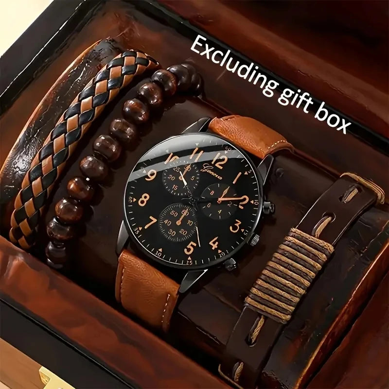 New Luxury Hip Hop Men's Fashion Watches – Sporty Wristwatch Set for Men, Includes Bracelet and Timepiece, Relógio Masculino.