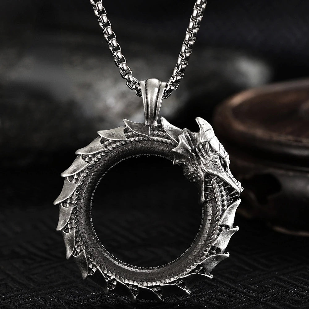 Retro Dragon Pendant Necklace – Articulated Snake Chain for Men & Women, Punk Motorcycle Party Jewelry Gift