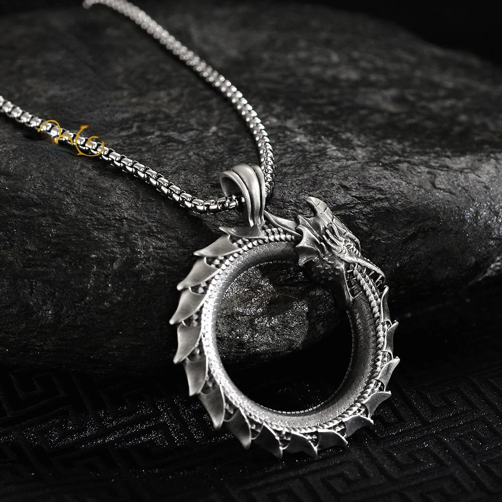 Retro Dragon Pendant Necklace – Articulated Snake Chain for Men & Women, Punk Motorcycle Party Jewelry Gift