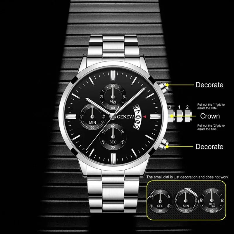 Luxury Calendar Quartz Wrist Watch for Men | Fashionable Business Timepiece