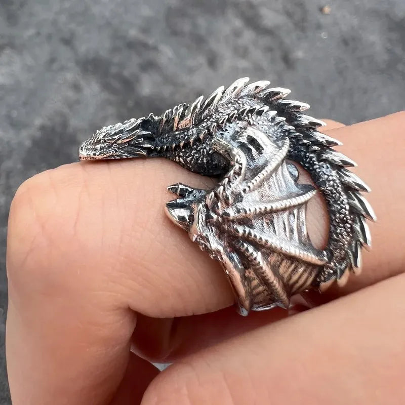 Dragon Rings Gothic Punk Style Pterosaur Wings Opening Adjustable Rings Vintage Jewelry Accessories