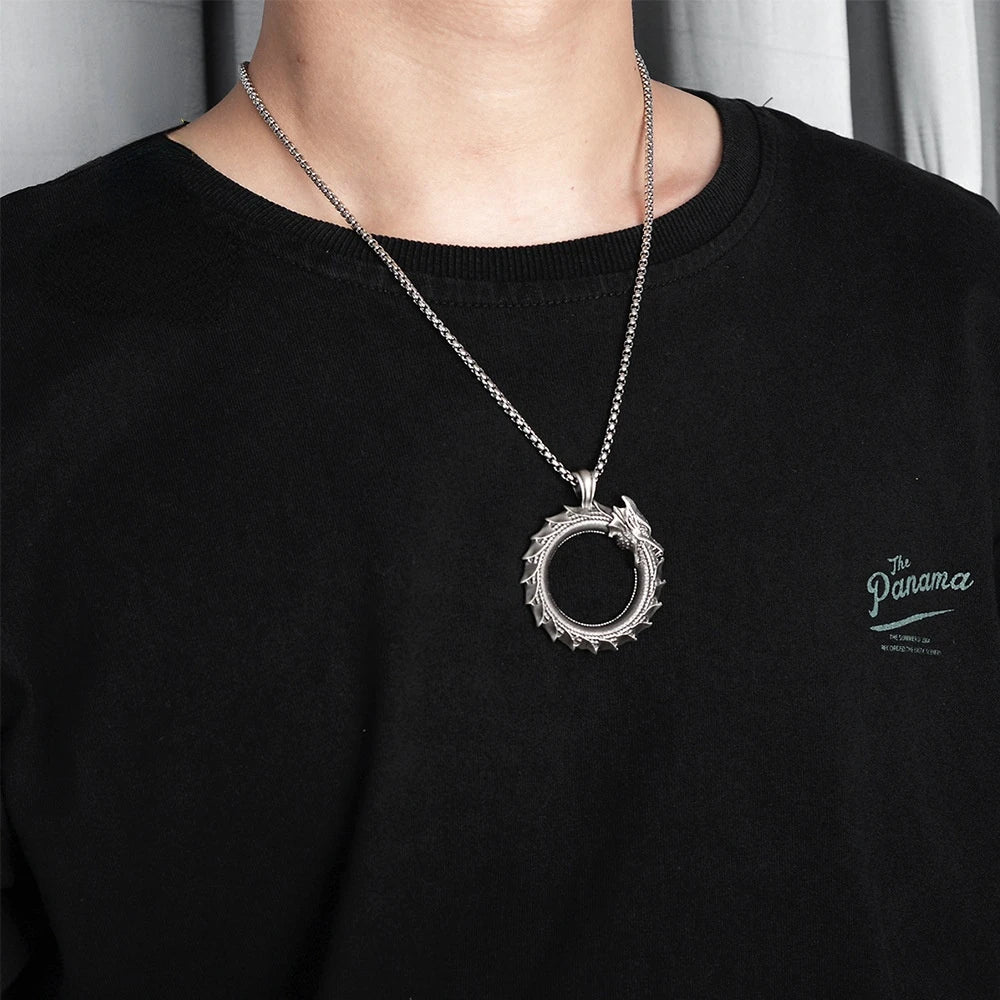 Retro Dragon Pendant Necklace – Articulated Snake Chain for Men & Women, Punk Motorcycle Party Jewelry Gift