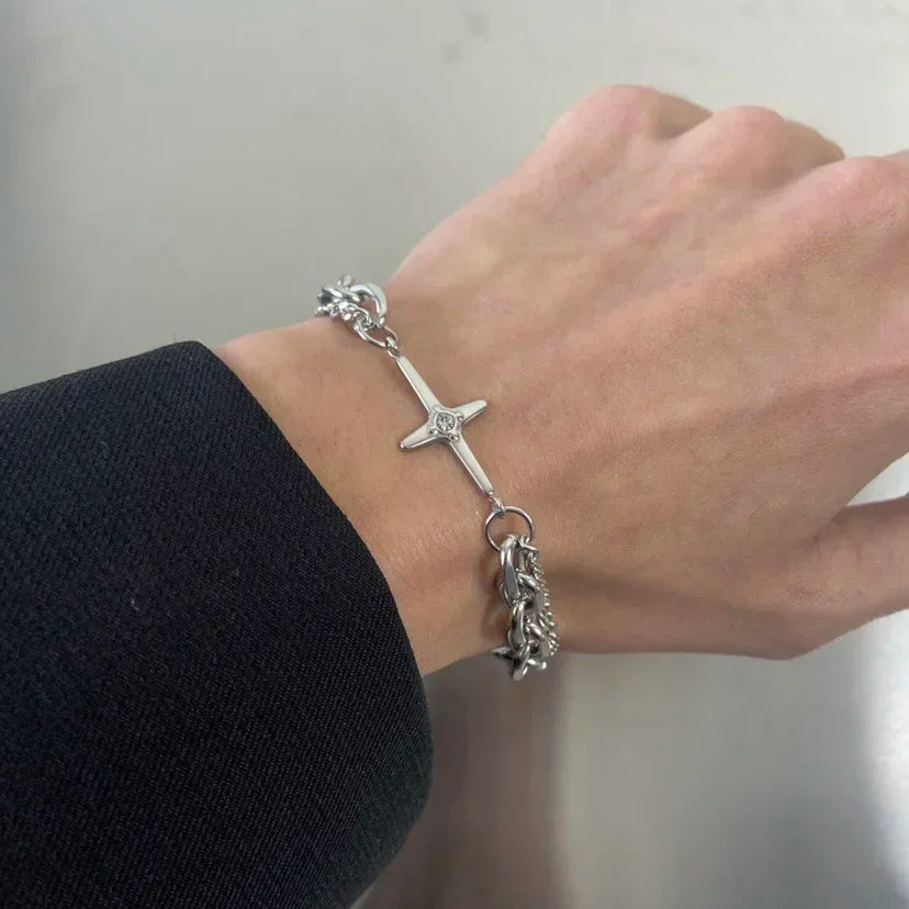 Vintage Star Multi-Layer Chain Bracelet – Punk Hip Hop Style for Men & Women