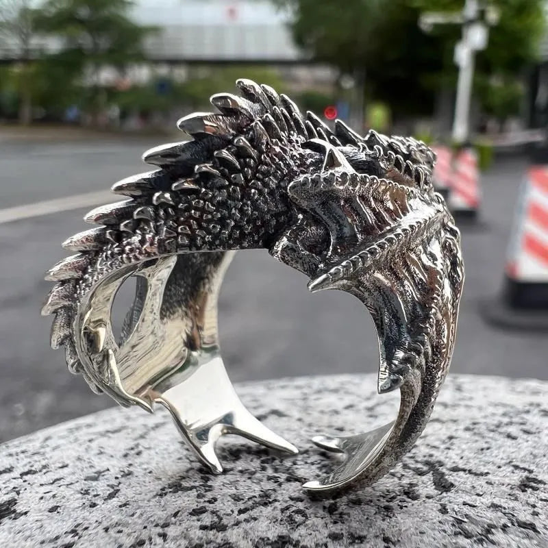 Dragon Rings Gothic Punk Style Pterosaur Wings Opening Adjustable Rings Vintage Jewelry Accessories
