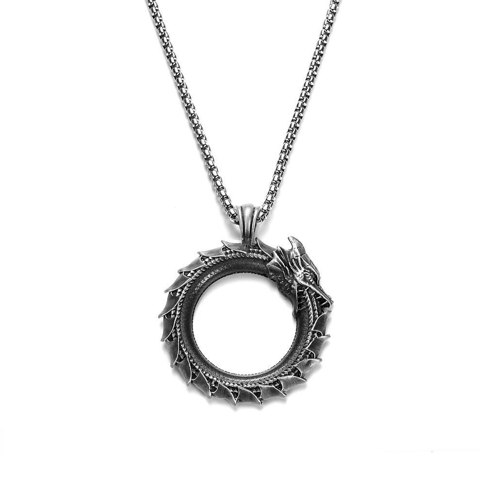 Retro Dragon Pendant Necklace – Articulated Snake Chain for Men & Women, Punk Motorcycle Party Jewelry Gift