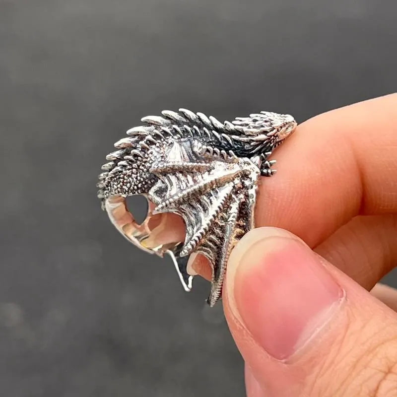 Dragon Rings Gothic Punk Style Pterosaur Wings Opening Adjustable Rings Vintage Jewelry Accessories