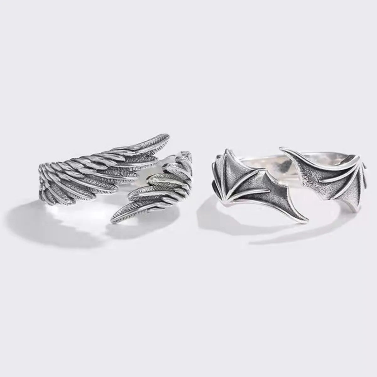 Vintage Angel Wing Demon Eye Hip Hop Adjustable Couple Ring for Men Women