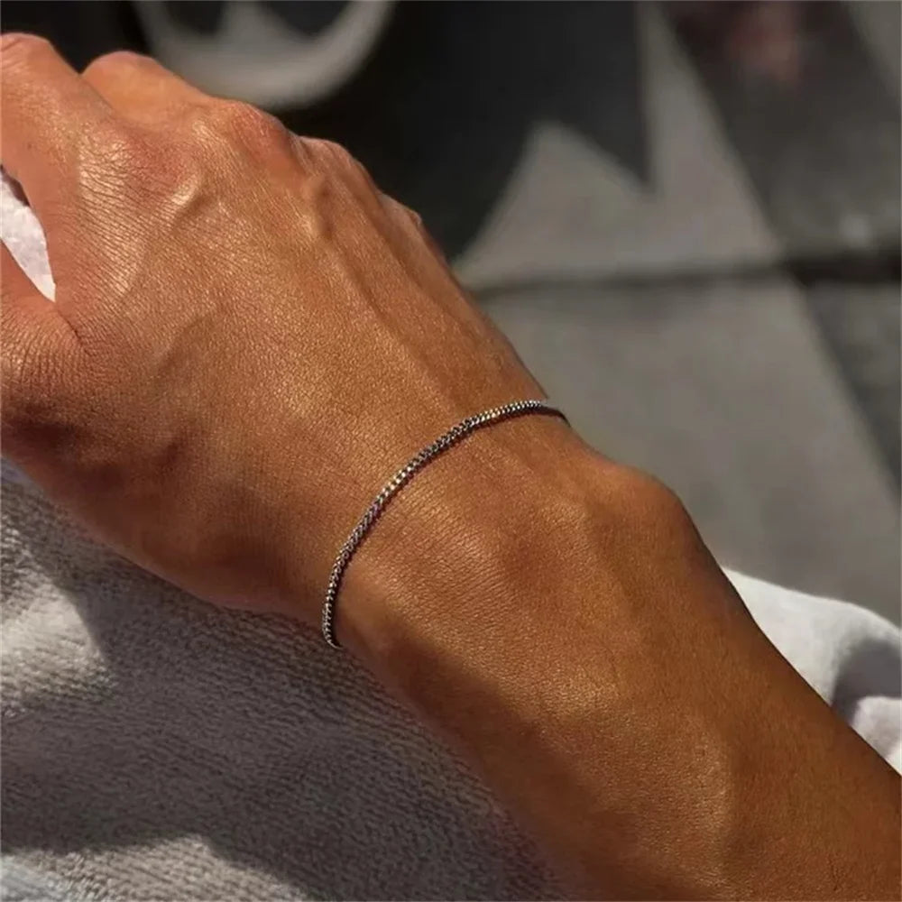 Stainless Steel Cuban Chain Bracelet Men's Street Hip Hop Jewelry Accessories Adjustable Open Bracelet