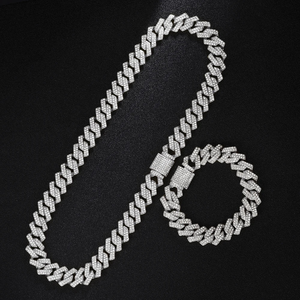 Men’s Gold Cuban Chain & Iced Out Watch Set – Hip Hop Style with Bracelet