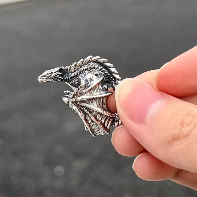 Dragon Rings Gothic Punk Style Pterosaur Wings Opening Adjustable Rings Vintage Jewelry Accessories