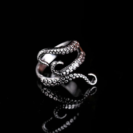 Punk Tentacle Ring – Gothic Octopus Design in Titanium Steel | Adjustable  Jewelry
