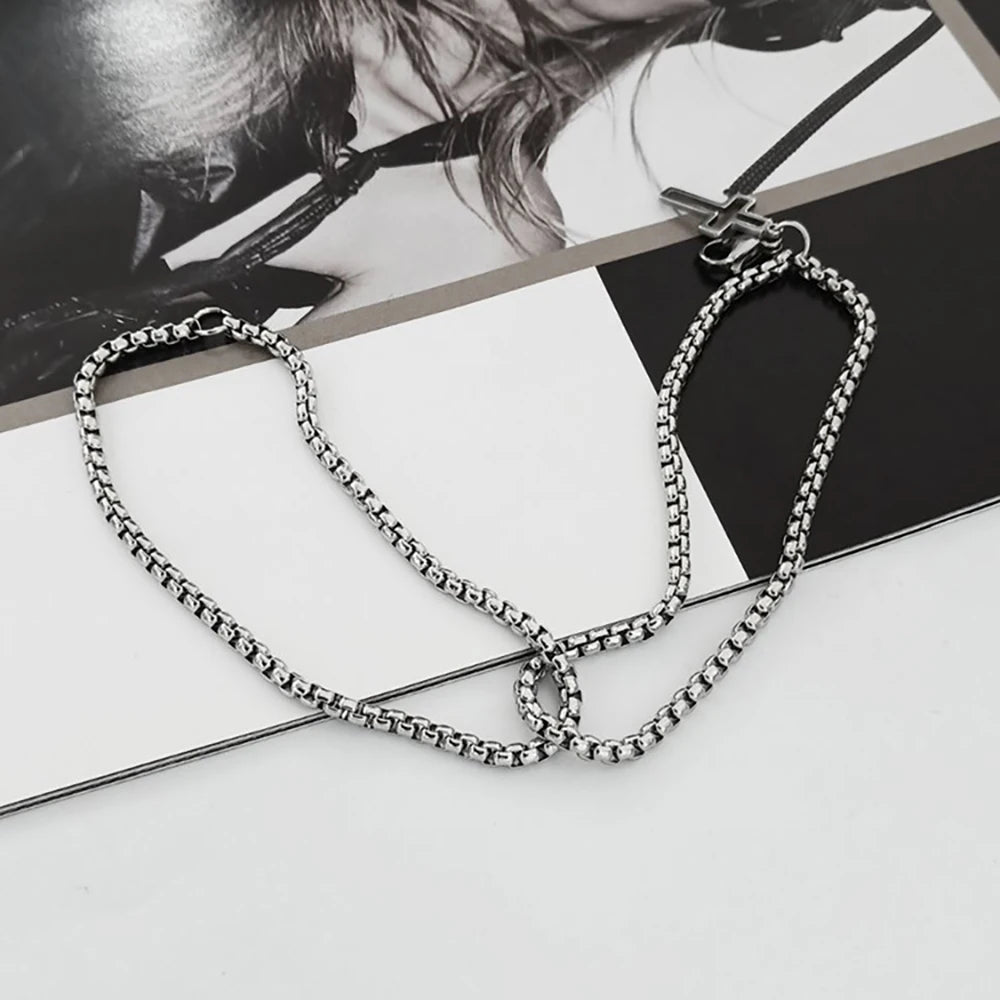 Men's Stainless Steel Cross Bracelet | Double Chain Hip Hop Jewelry