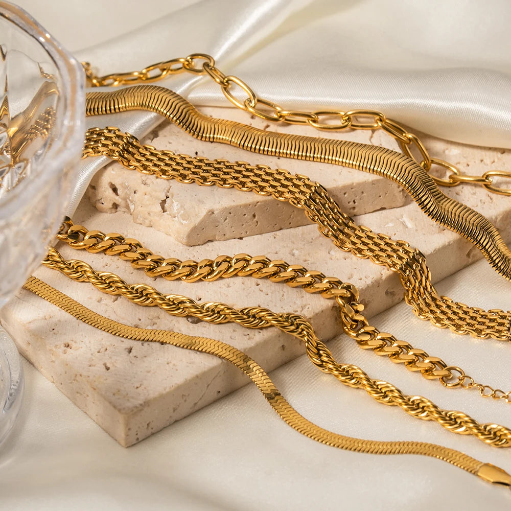 Fashion Link Chain Stainless Steel Bangle Bracelet
