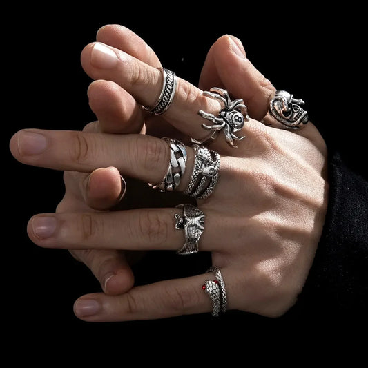 Punk Gothic Skeleton Unisex Ring Set Jewelry