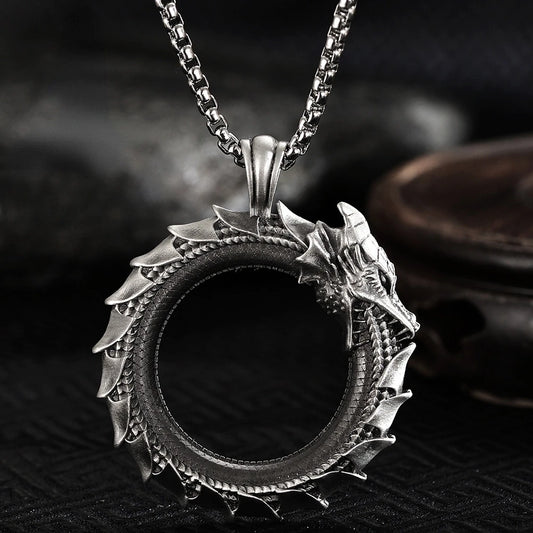 Retro Dragon Pendant Necklace – Articulated Snake Chain for Men & Women, Punk Motorcycle Party Jewelry Gift