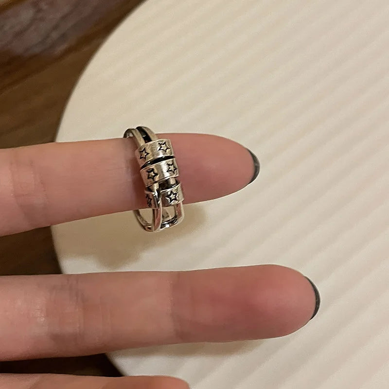 Vintage Irregular Cross Star Open Ring for Women & Men