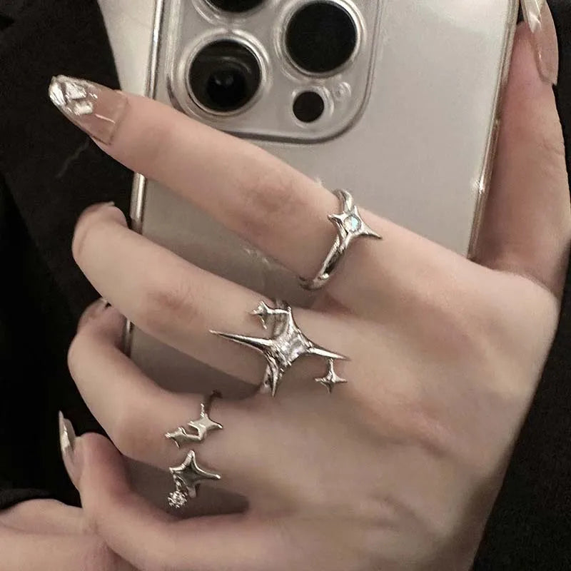 Vintage Irregular Cross Star Open Ring for Women & Men