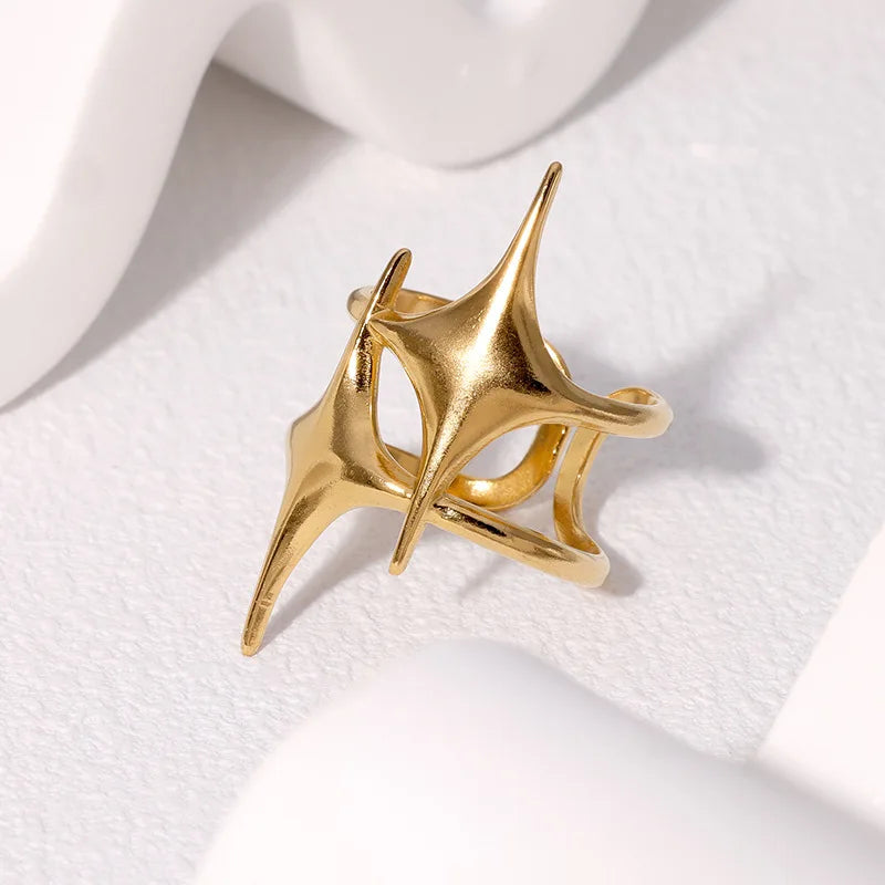 Charming Y2K Star Open Ring for Women – A Creative Vintage Silver Adjustable Ring, Perfect as a Couple's Jewelry Gift.