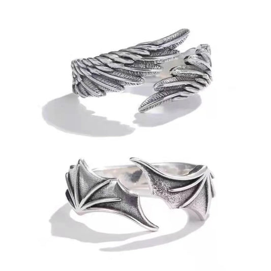 Vintage Angel Wing Demon Eye Hip Hop Adjustable Couple Ring for Men Women