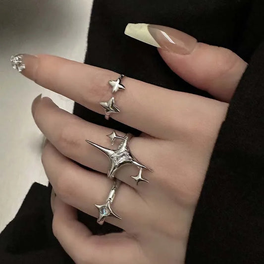 Vintage Irregular Cross Star Open Ring for Women & Men