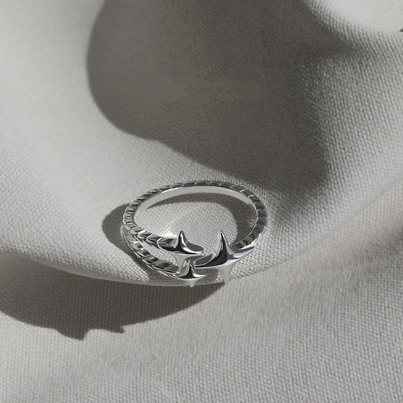 Vintage Irregular Cross Star Open Ring for Women & Men