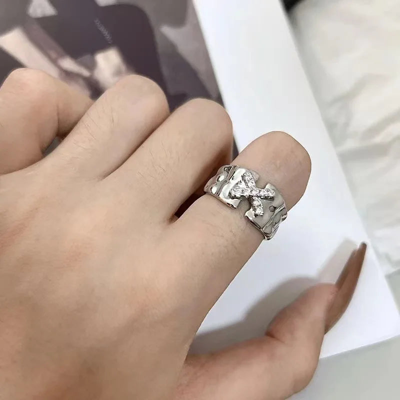 Charming Y2K Star Open Ring for Women – A Creative Vintage Silver Adjustable Ring, Perfect as a Couple's Jewelry Gift.